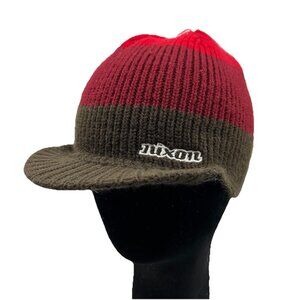 Nixon Knit Beanie Hat Cap Brimmed Retro Y2K Vintage Snowboarding Skater Retro